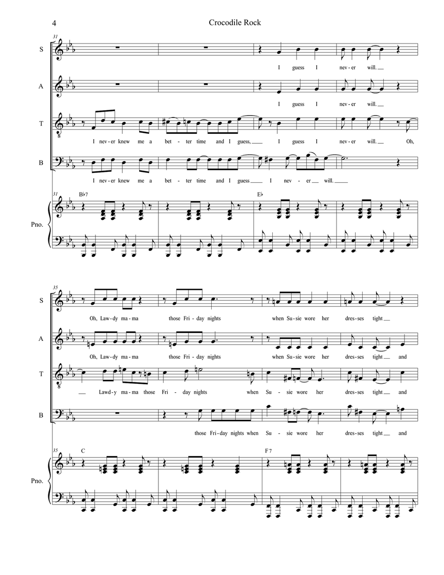 Crocodile Rock 4-Part scores gallery preview page 4