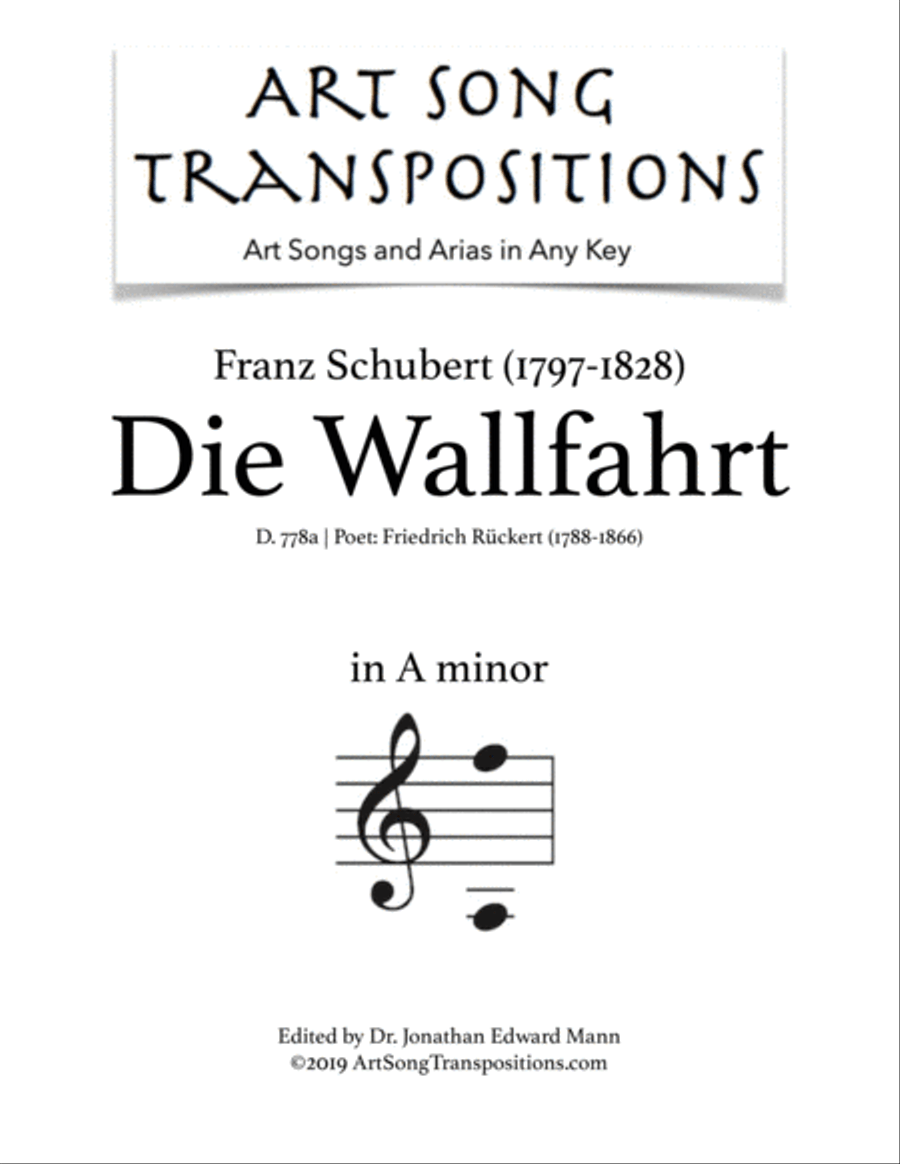 SCHUBERT: Die Wallfahrt, D. 778a (transposed to A minor) Voice scores gallery preview page 1