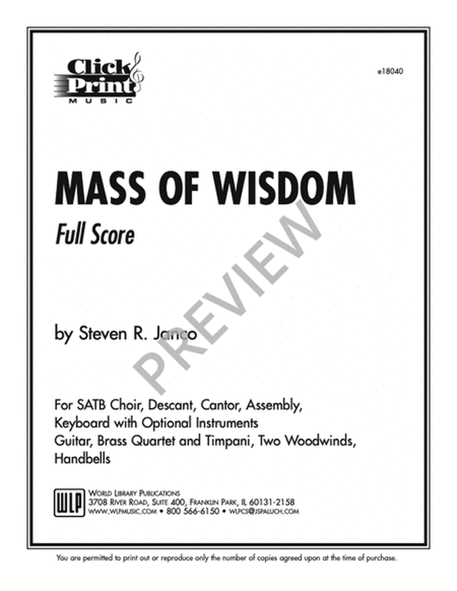 Mass of Wisdom - Full Score