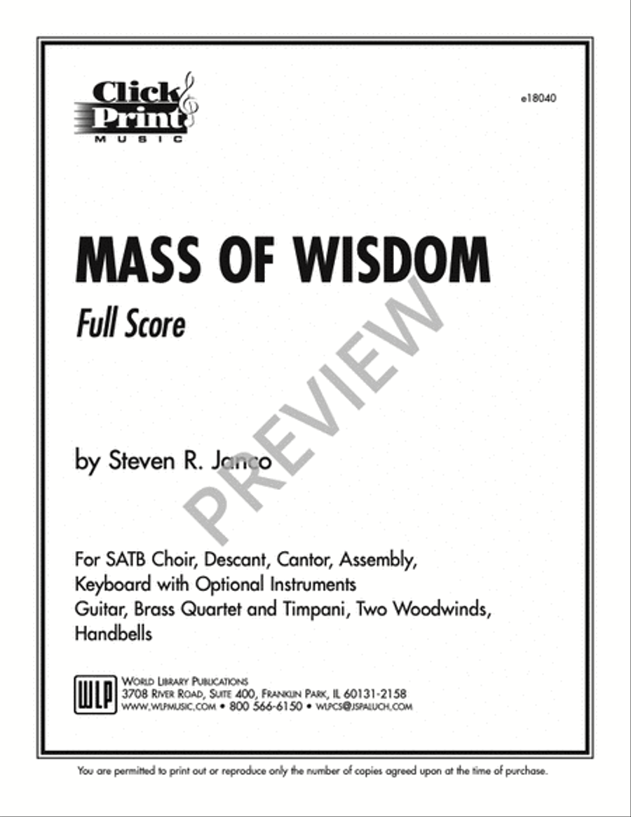 Mass of Wisdom - Full Score 4-Part scores gallery preview page 19