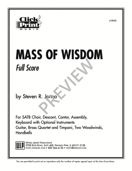 Mass of Wisdom - Full Score