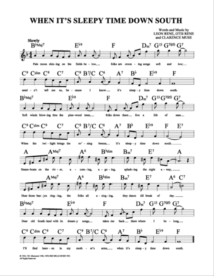 When It's Sleepy Time Down South School and Community scores gallery preview page 1