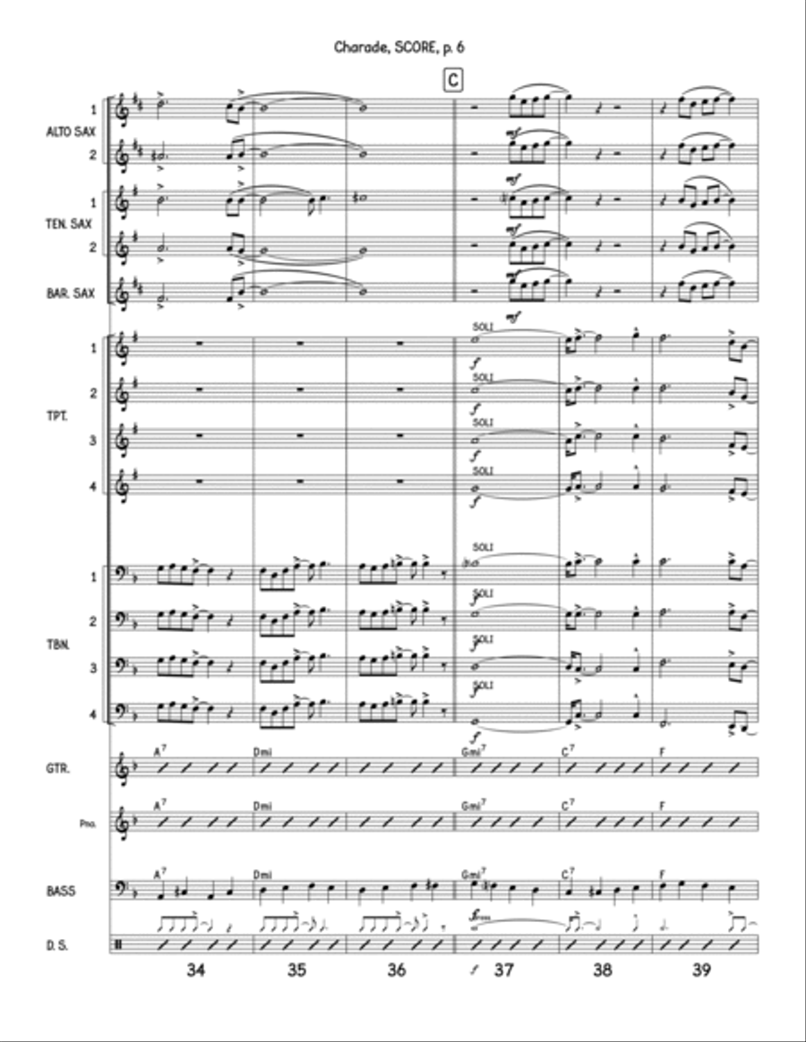 Charade Charade Jazz Ensemble scores gallery preview page 6