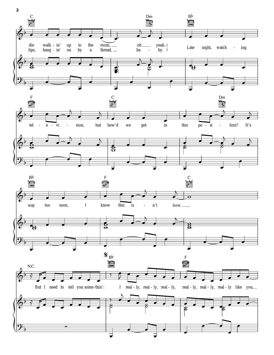I Really Like You I Really Like You Piano, Vocal, Guitar scores gallery preview page 2