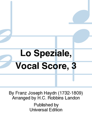 Lo Speziale, Vocal Score, 3