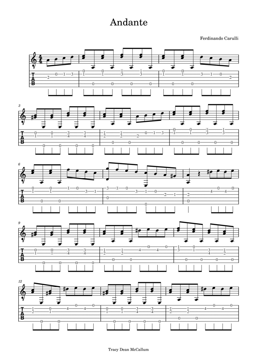 Andante Ferdinando Carulli Acoustic Guitar scores gallery preview page 1
