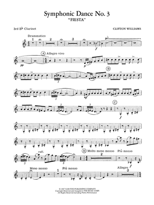 Book cover for Symphonic Dance No. 3 ("Fiesta"): 3rd B-flat Clarinet