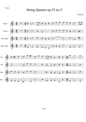 Joseph Haydn. String Quartet in C major 'The Bird', Op 33 No 3, movement 2