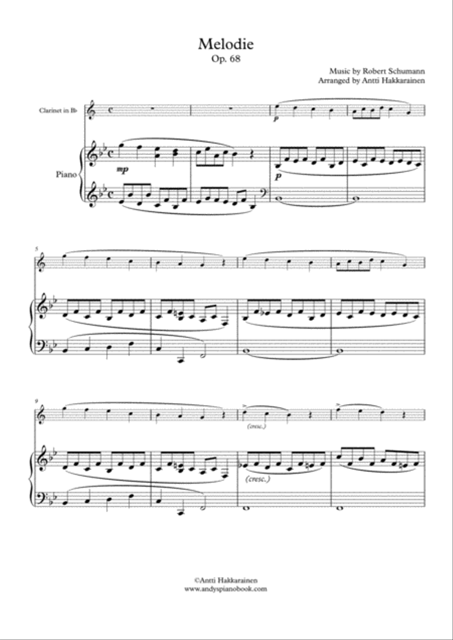Melody -Clarinet & Piano Melody -Clarinet & Piano Clarinet Solo scores gallery preview page 2