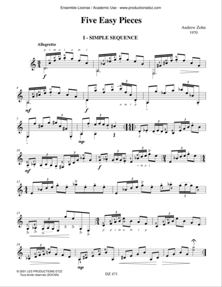 Five Easy Pieces Five Easy Pieces Classical Guitar scores gallery preview page 4