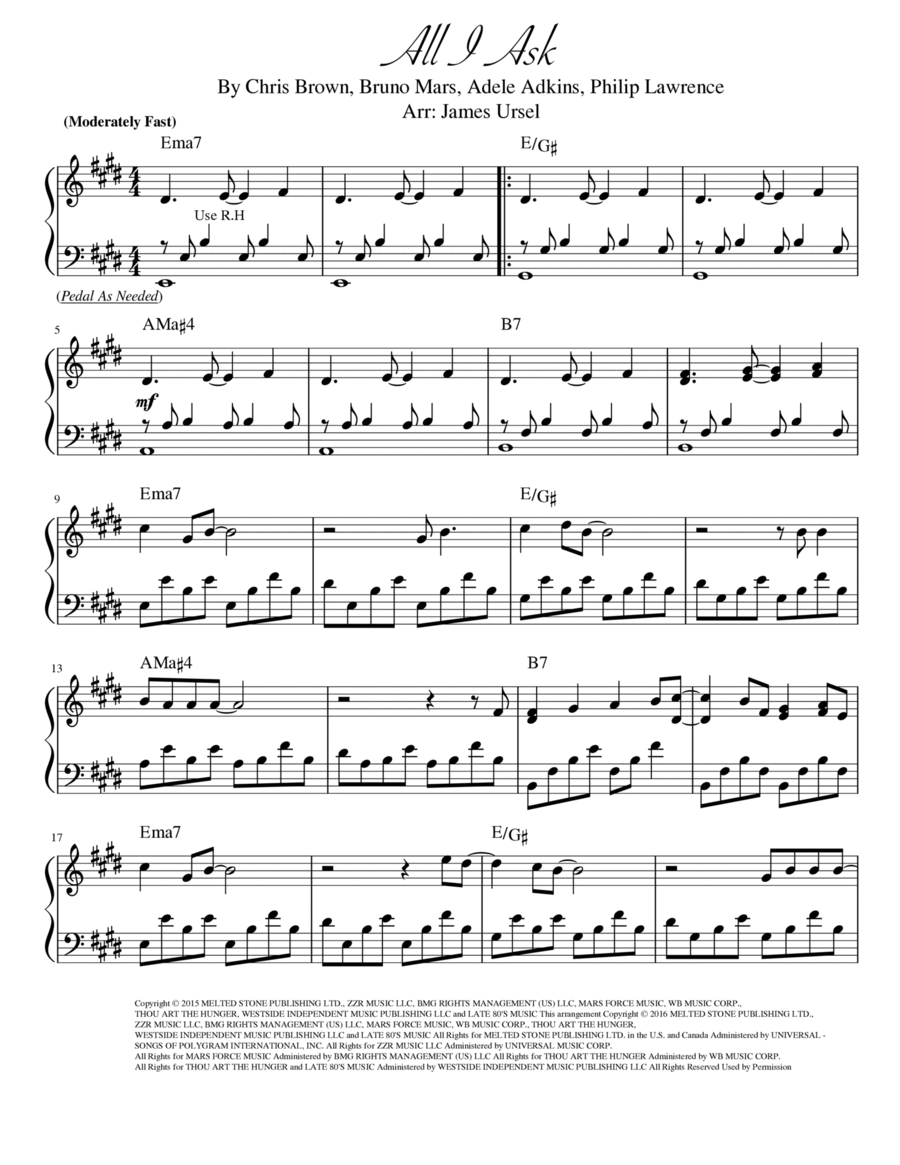All I Ask Piano Solo scores gallery preview page 1