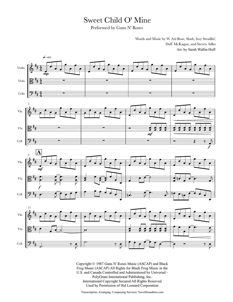 Sweet Child O' Mine Sweet Child O' Mine String Trio scores gallery preview page 1
