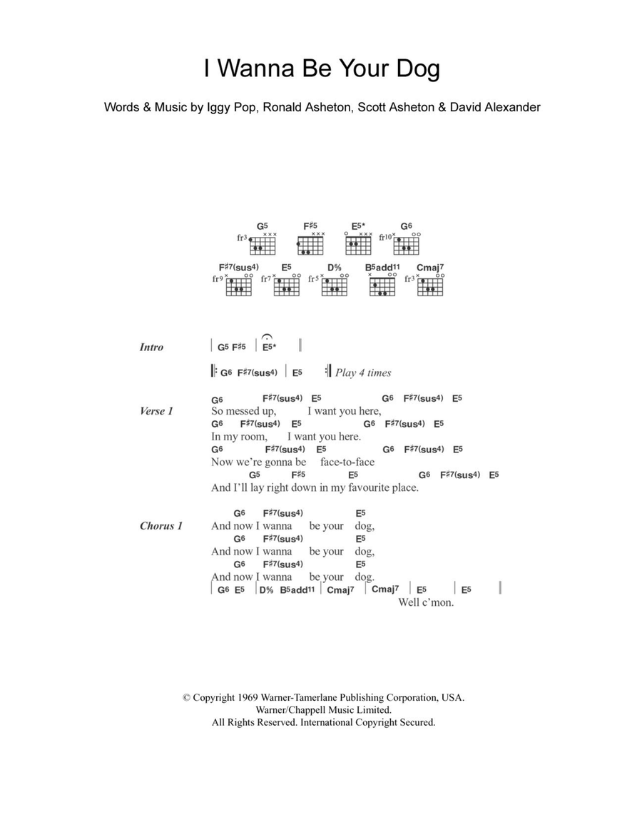 I Wanna Be Your Dog I Wanna Be Your Dog Electric Guitar scores gallery preview page 1