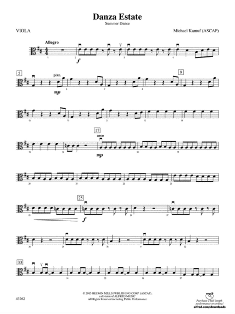 Danza Estate: Viola Danza Estate: Viola String Orchestra scores gallery preview page 1