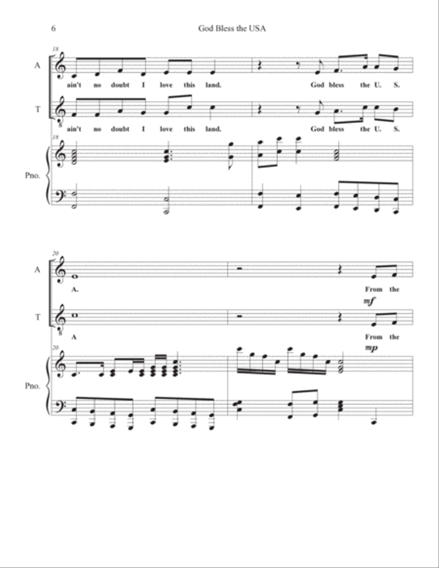 God Bless The U.s.a. Vocal Duet scores gallery preview page 6