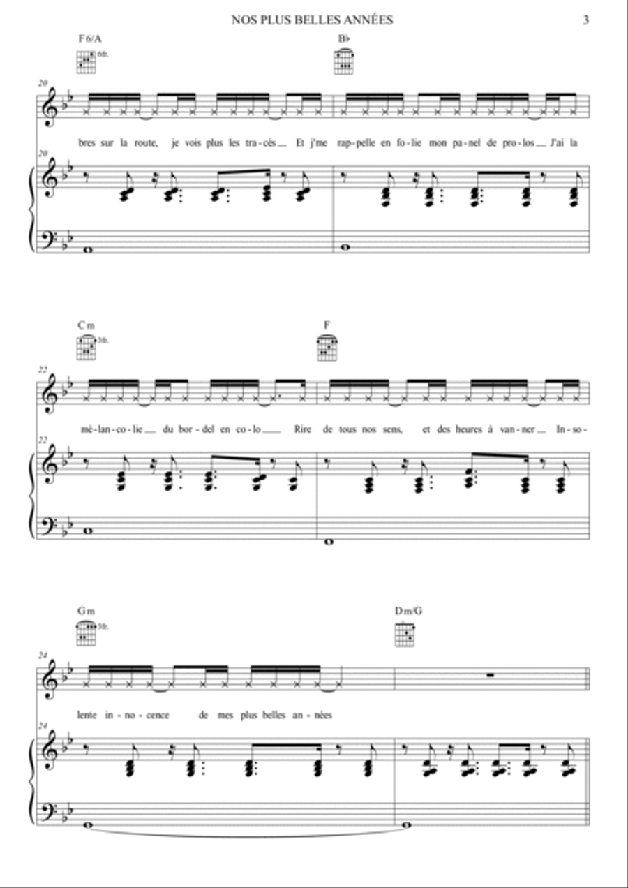 Nos Plus Belles Annees Piano, Vocal, Guitar scores gallery preview page 6