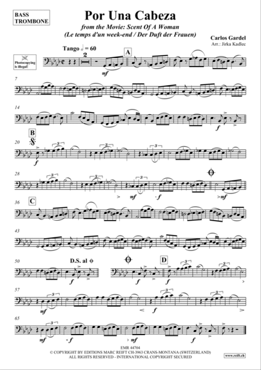 Por Una Cabeza Trombone scores gallery preview page 2