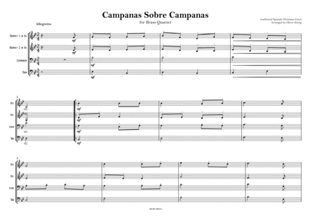 Campana sobre Campana, Spanish Christmas Carol for Brass Quartet image number null