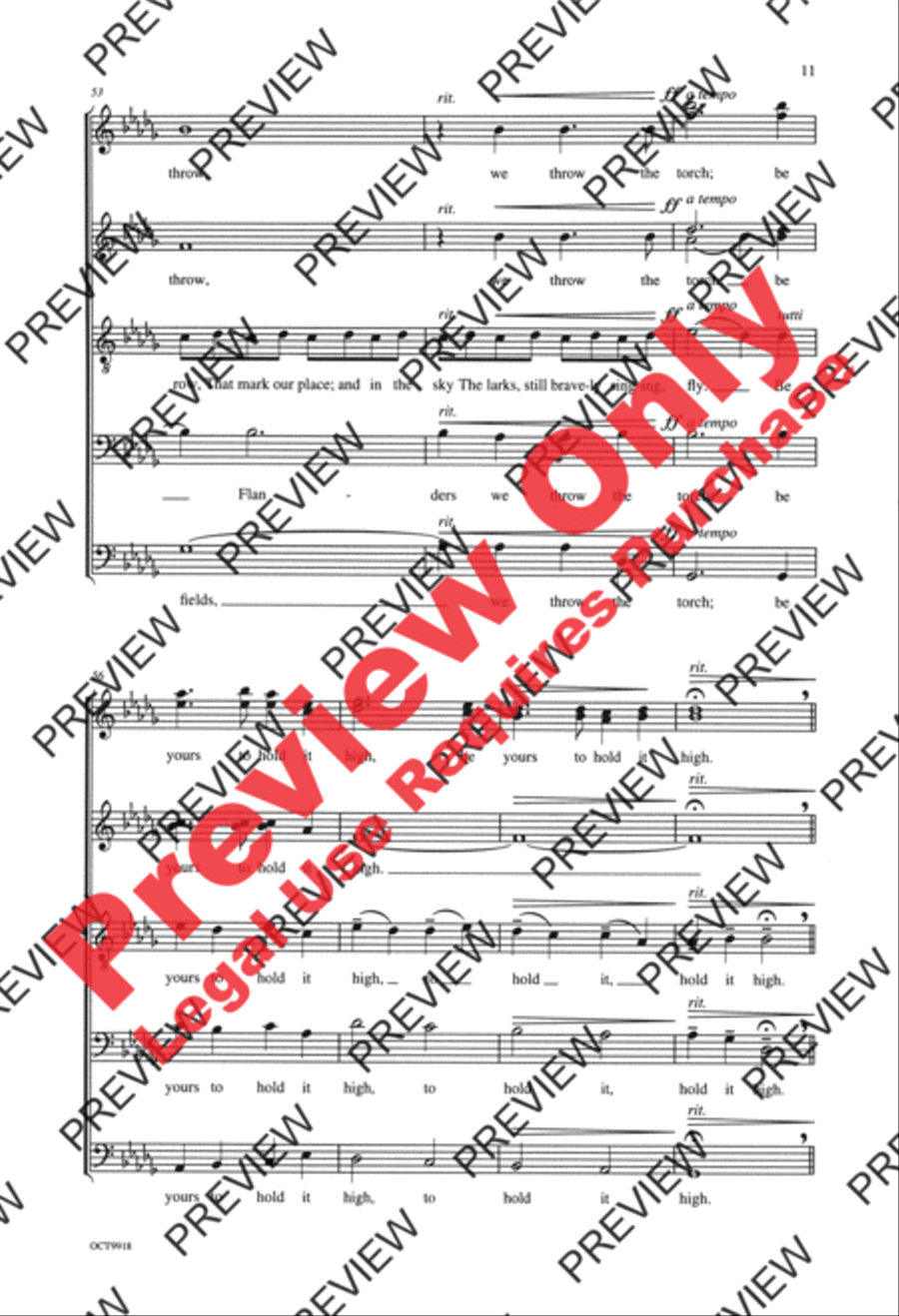 Flanders Fields 4-Part scores gallery preview page 11