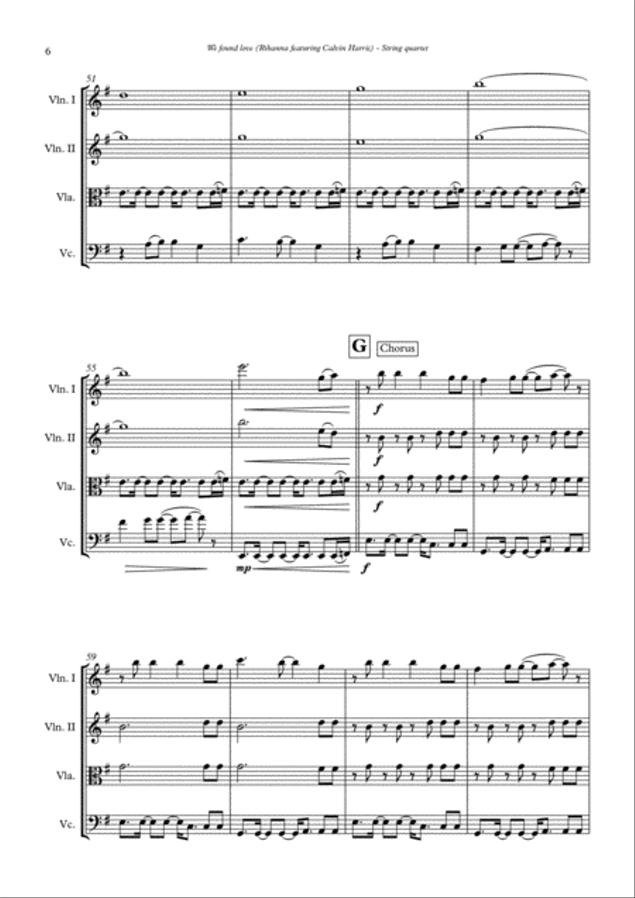 We Found Love String Quartet scores gallery preview page 6