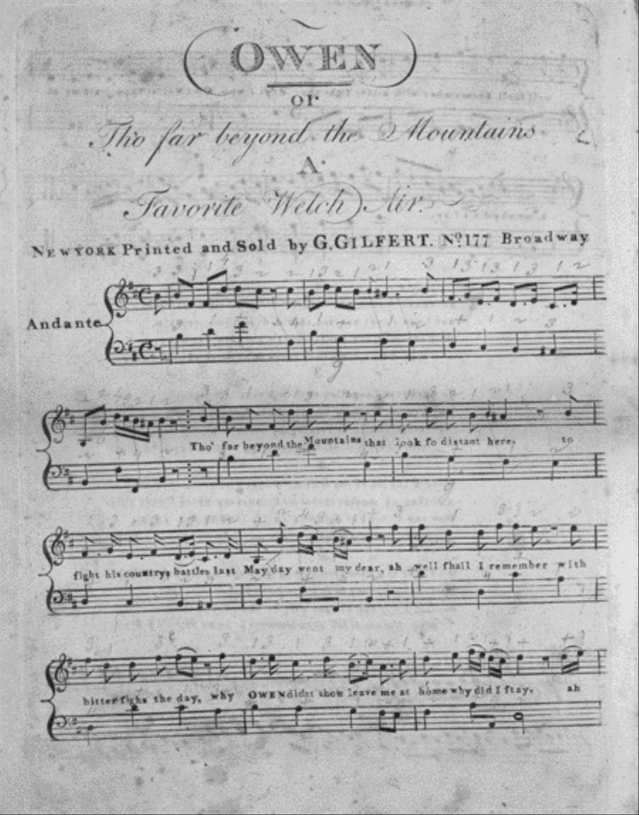 Owen, or, Tho' far beyond the Mountains. A Favorite Welch Air Flute scores gallery preview page 1