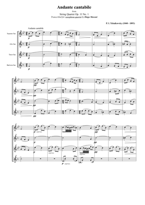 Andante Cantabile for Saxophone Quartet (SATB)