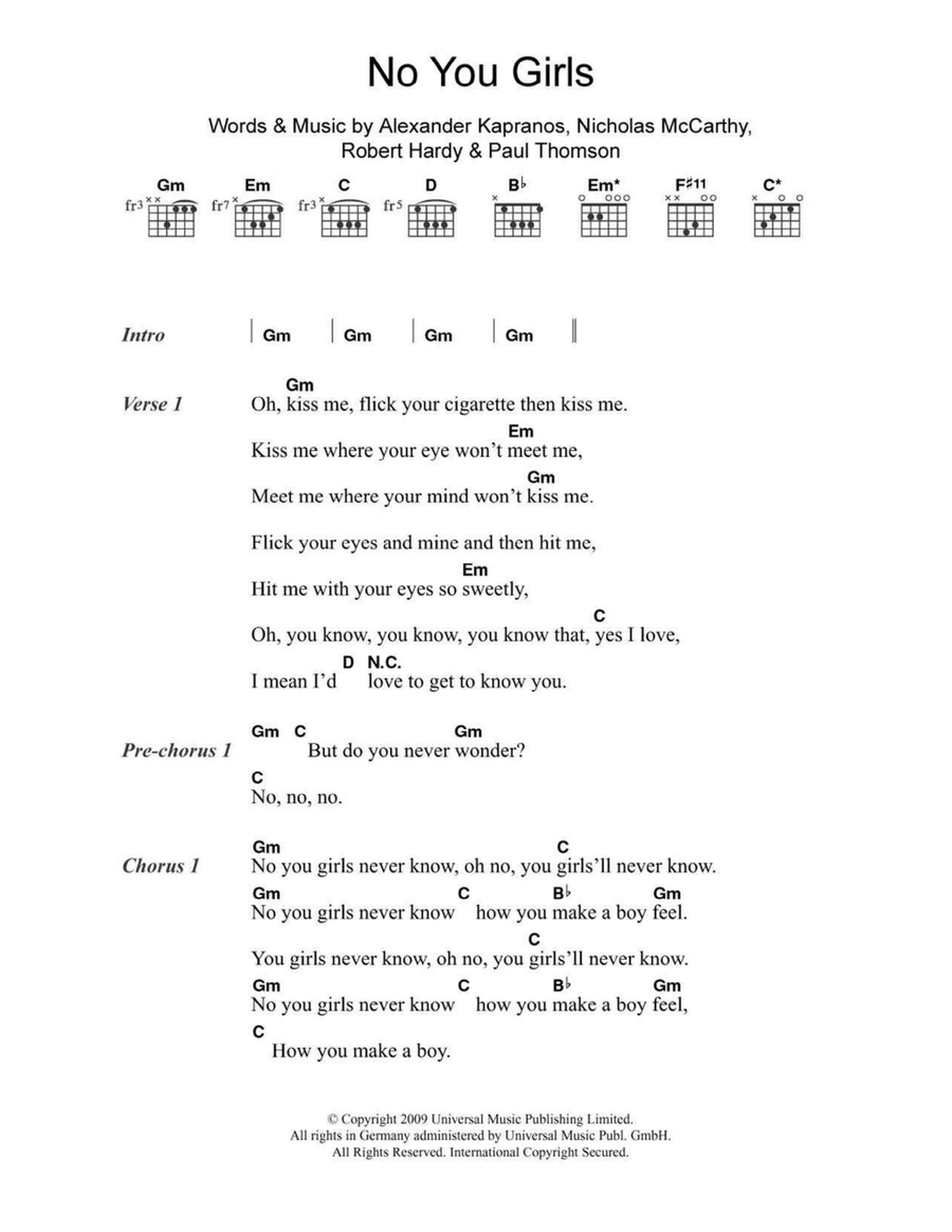 No You Girls Acoustic Guitar scores gallery preview page 1