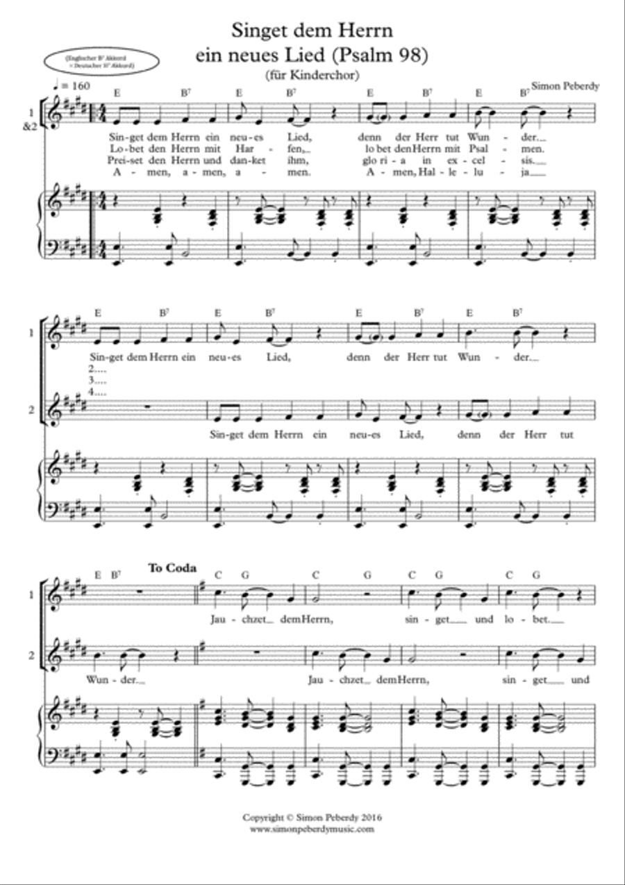 Singet dem Herrn ein neues Lied Psalm 98 für Kinderchor (children's choir) SA scores gallery preview page 2