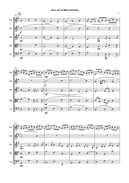 Jesu Joy of Man's Desiring, J S Bach, for String Quintet image number null