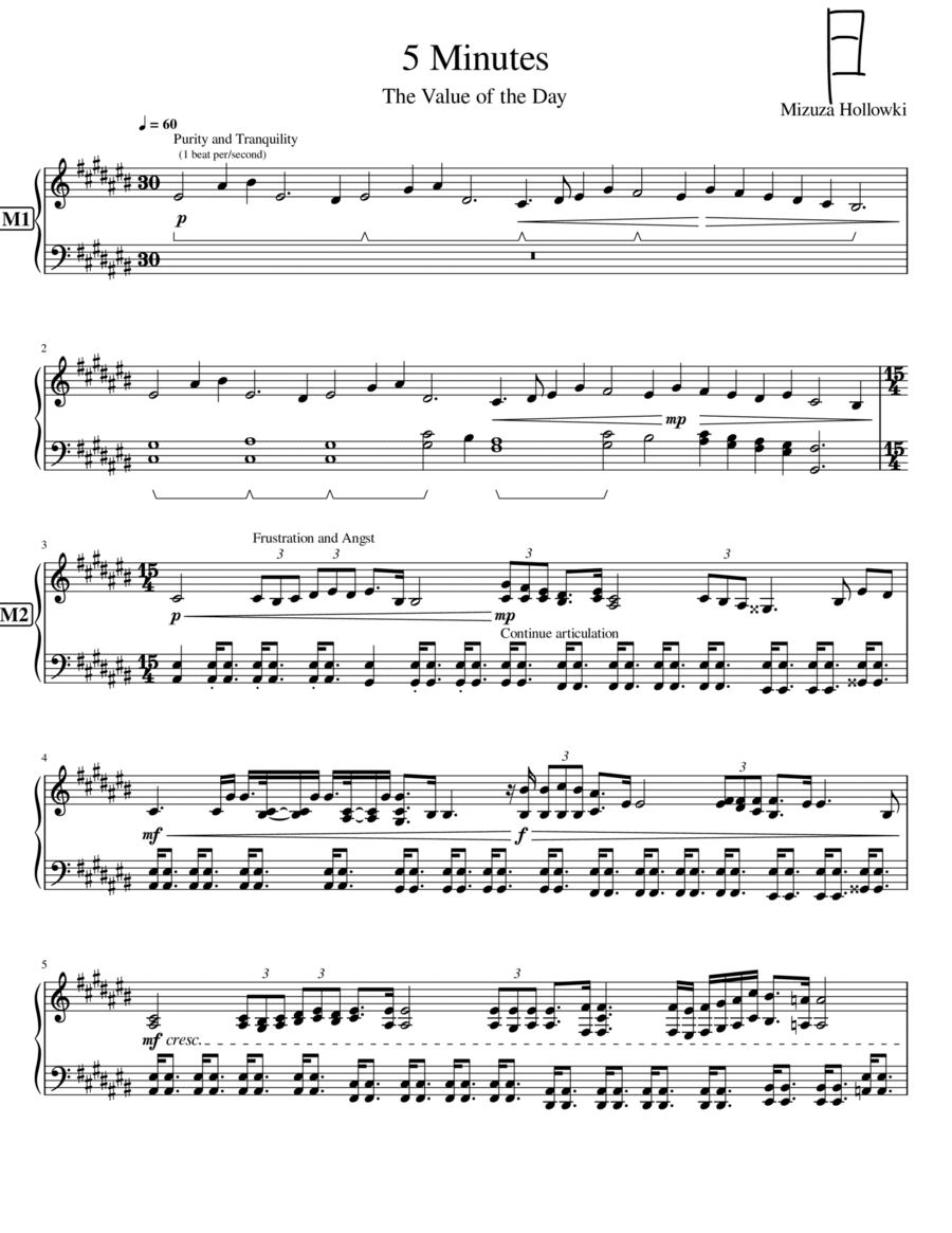 5 Minutes Piano Solo scores gallery preview page 1