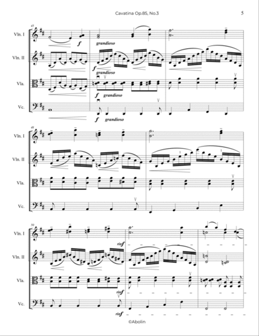 Raff: Cavatina, Op.85, No.3 - String Quartet String Quartet scores gallery preview page 6
