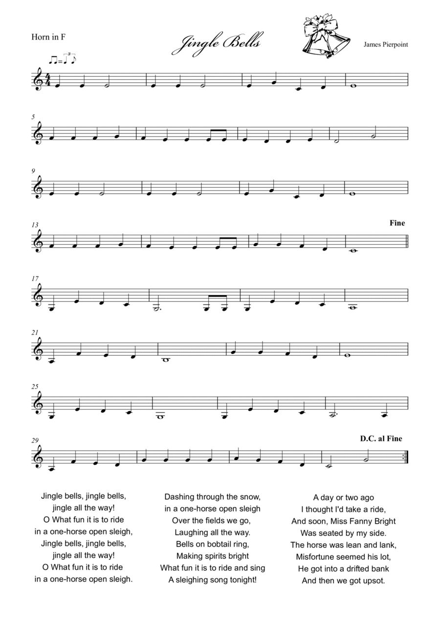 Jingle Bells - French Horn Horn Solo scores gallery preview page 1