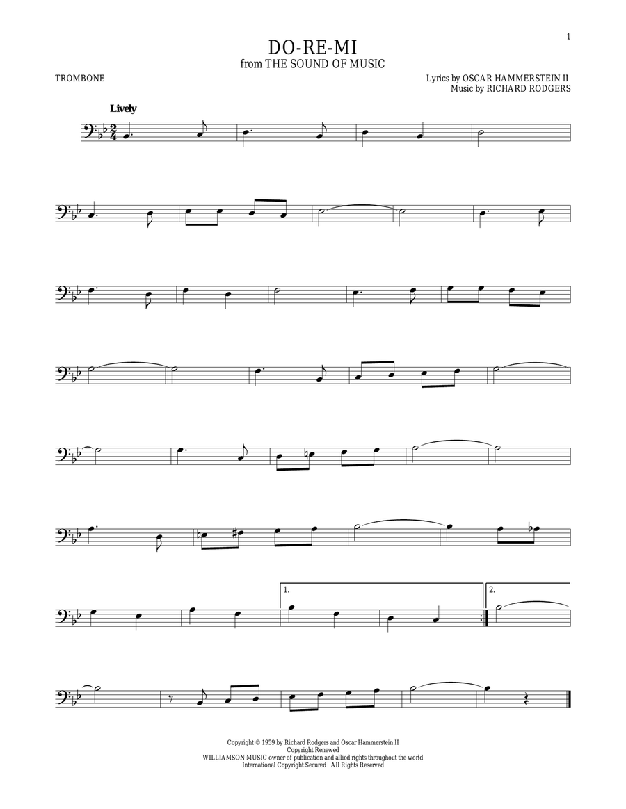 Do-Re-Mi (from The Sound of Music) Trombone Solo scores gallery preview page 1