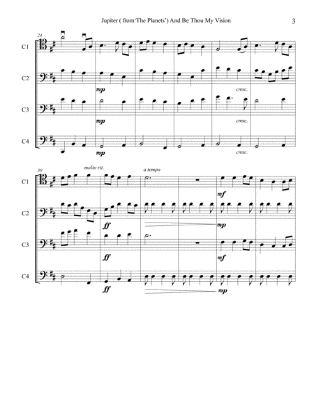 Jupiter ( from‘The Planets’) And Be Thou My Vision [for Cello Quartet]