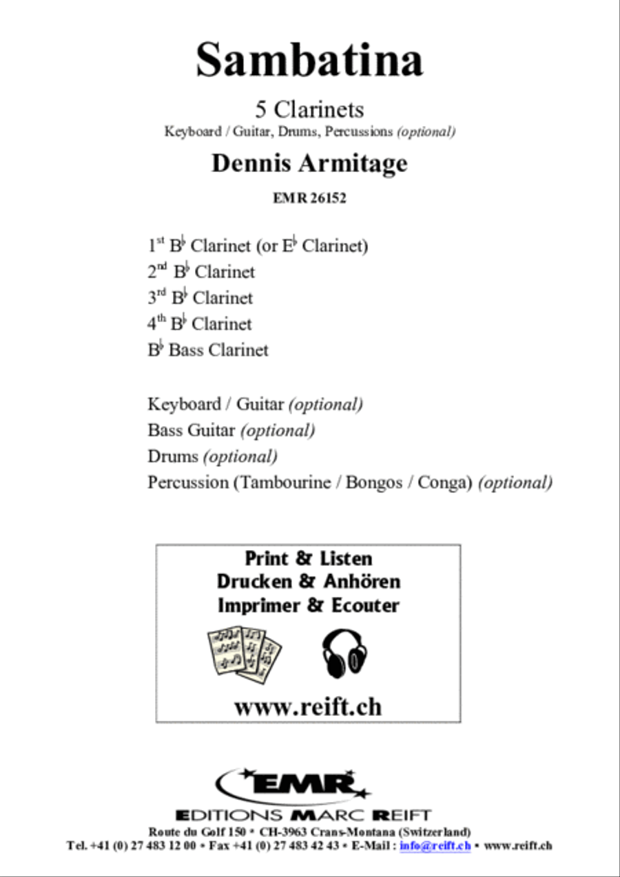Sambatina Sambatina Clarinet scores gallery preview page 2