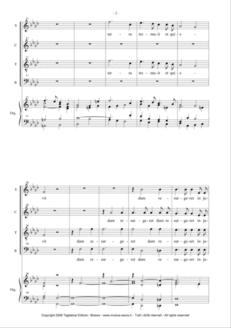 TERRA TREMUIT - E. WAGENER - SATB Choir and Organ 4-Part scores gallery preview page 2