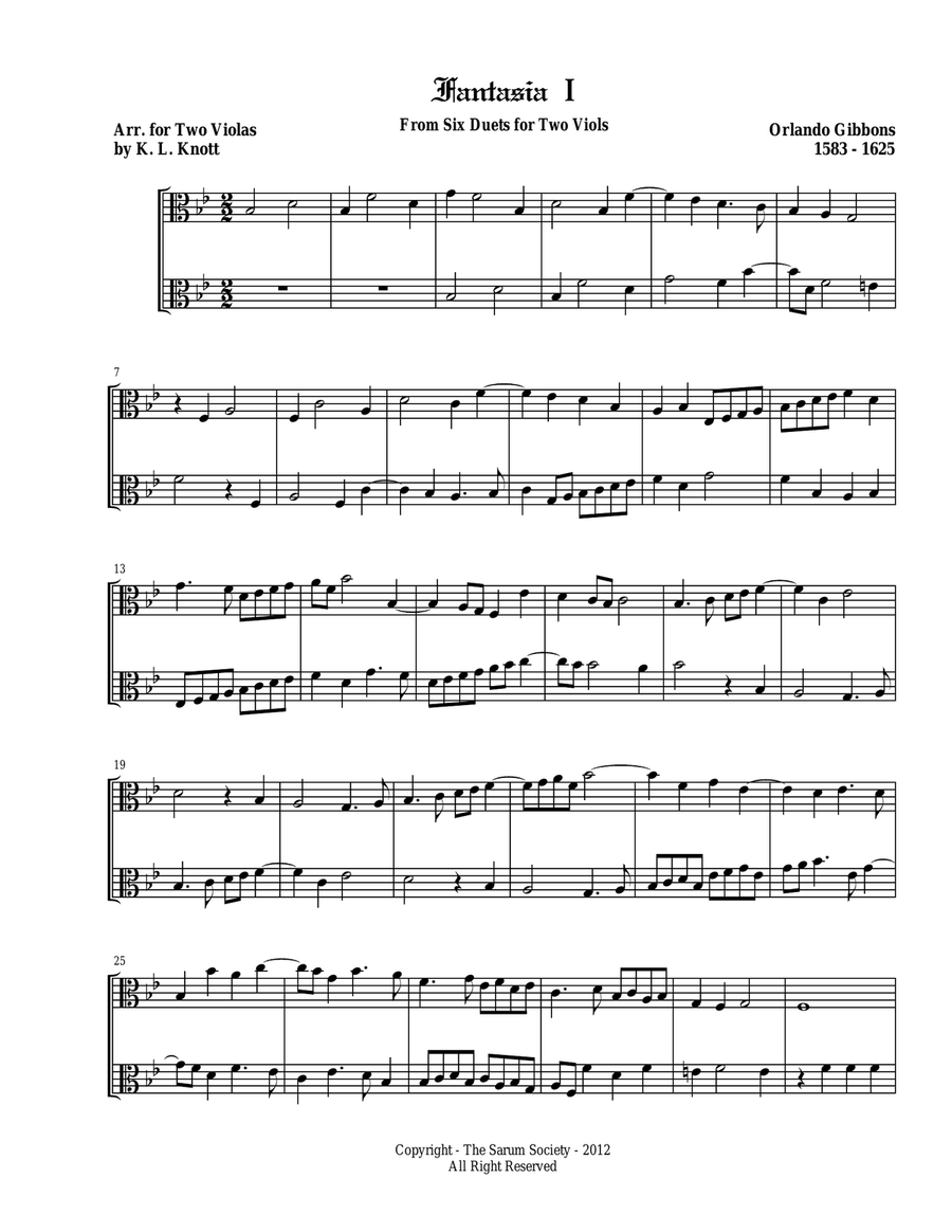 SIX FANTASIAS for TWO VIOLAS - Orlando Gibbons (arr. K. L. Knott) String Orchestra scores gallery preview page 2