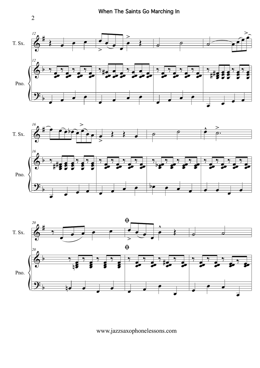 When The Saints Go Marching In, for Tenor Saxophone and Piano Jazz Ensemble scores gallery preview page 3