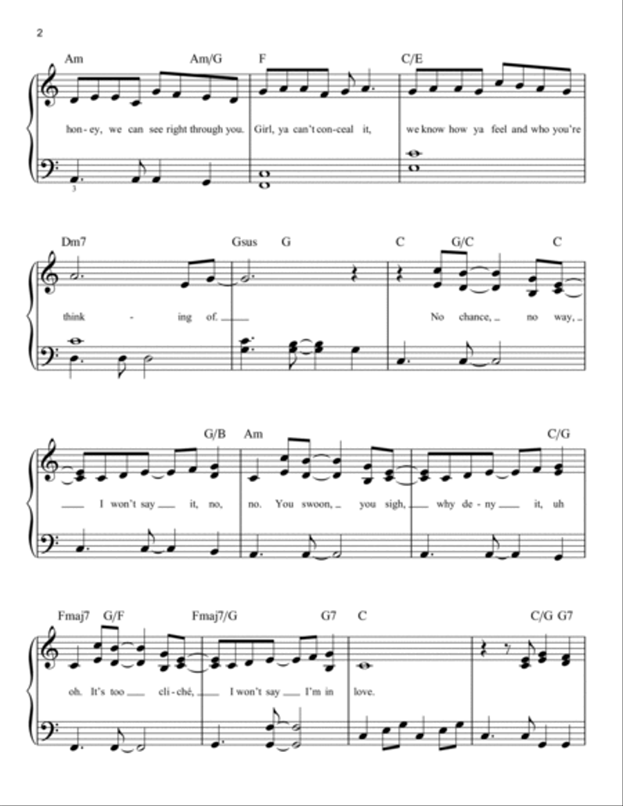 I Won't Say (I'm In Love) (from Hercules) Easy Piano scores gallery preview page 2