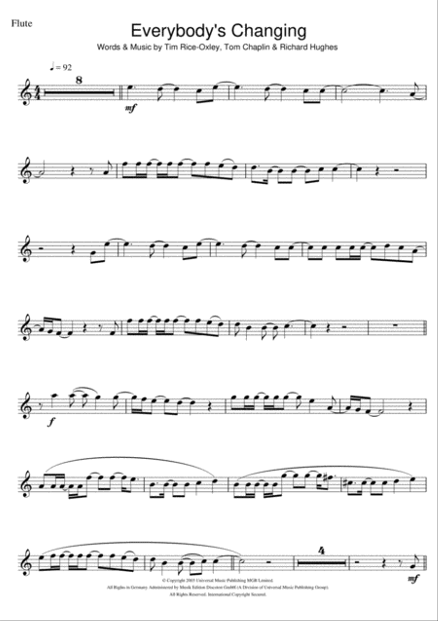 Everybody's Changing Flute Solo scores gallery preview page 1