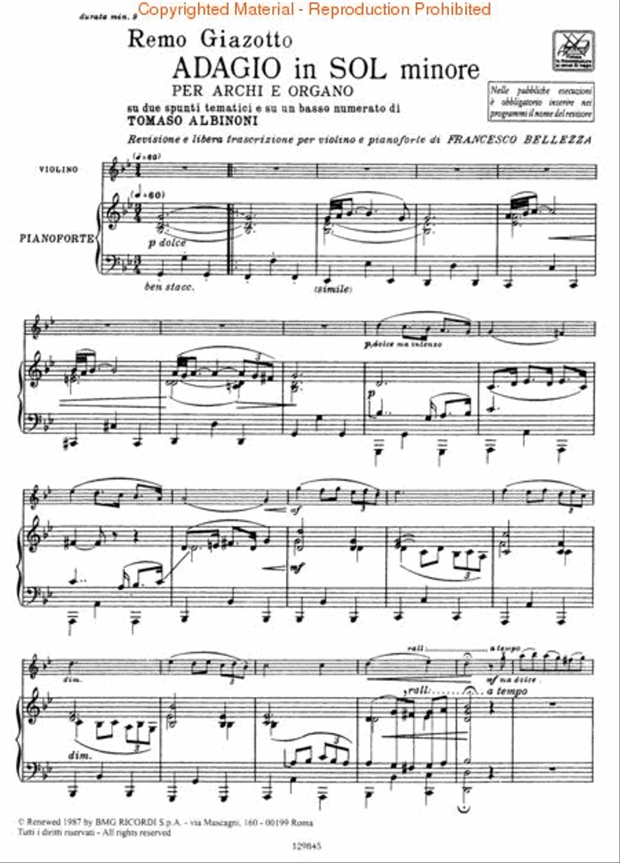 Adagio in G Minor Adagio in G Minor Violin Solo scores gallery preview page 3