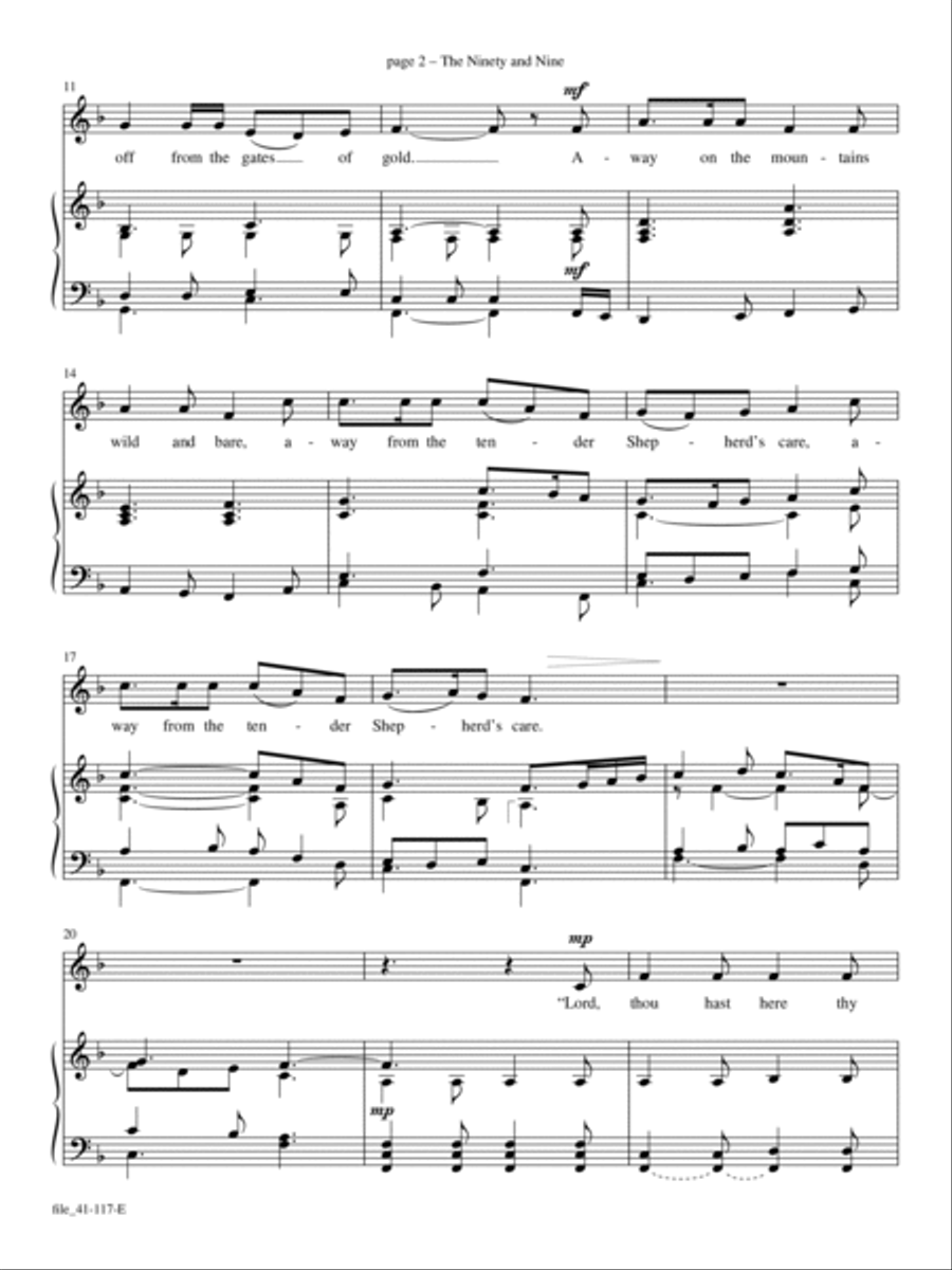 The Ninety and Nine Voice Solo scores gallery preview page 2