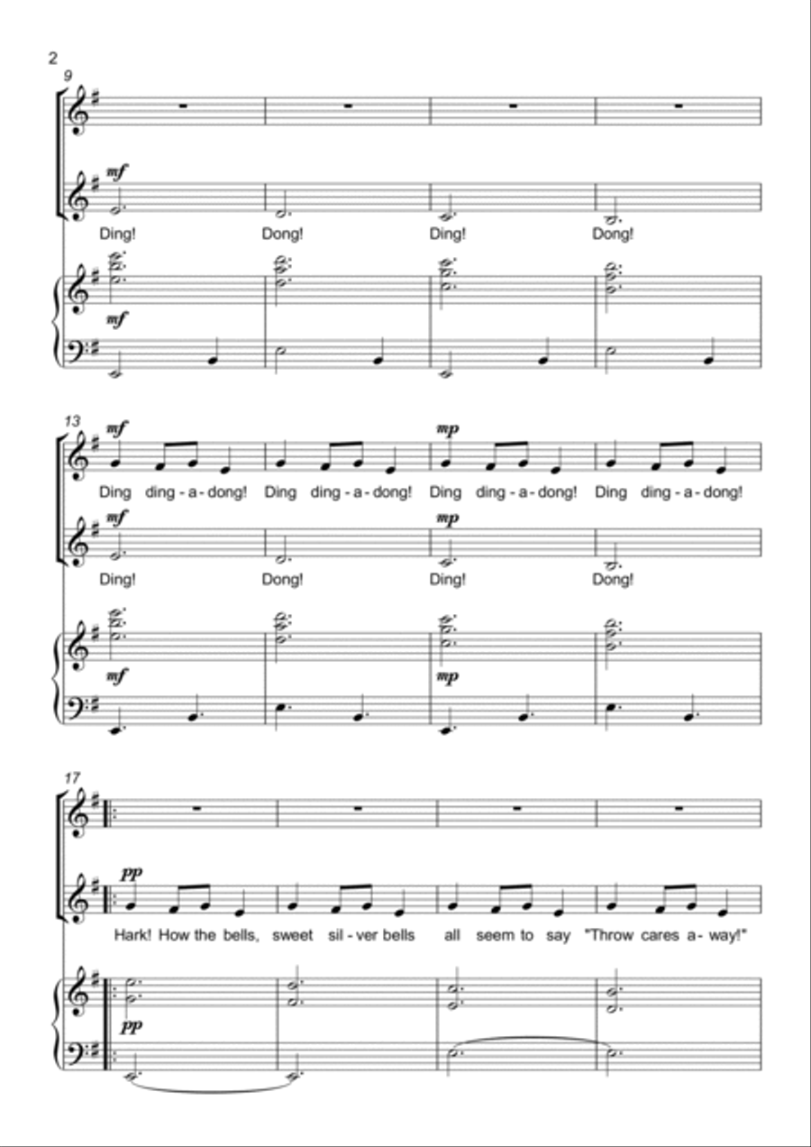 Carol of the Bells - 2 part choir - SA - Upper Voices SA scores gallery preview page 2