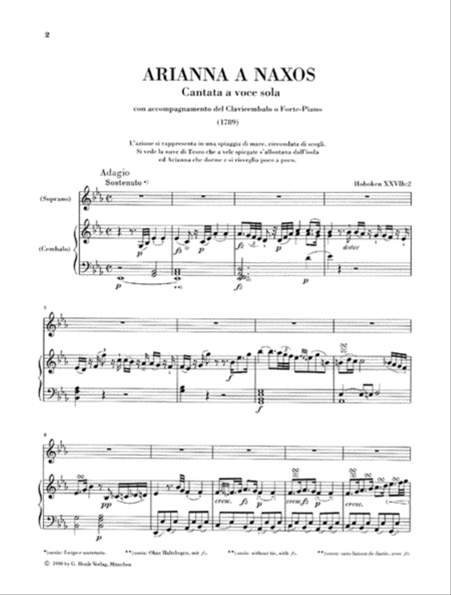 Arianna a Naxos, Cantata for Voice and Piano Hob.XXVIb:2 Voice Solo scores gallery preview page 2