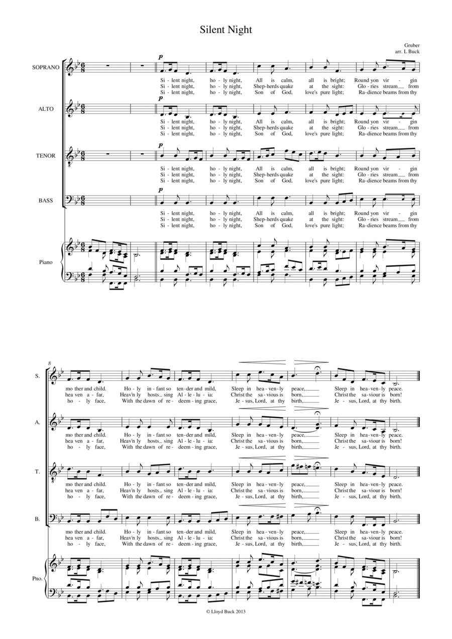 Silent Night - SATB 4-Part scores gallery preview page 1