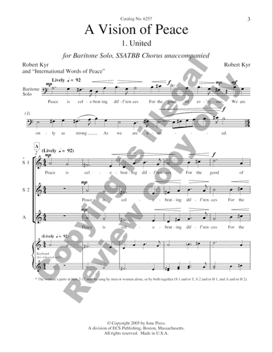A Vision of Peace: 1. United SSATBB scores gallery preview page 8