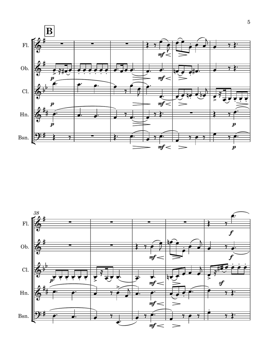 Elgar: Serenade for Strings Op.20 Mvt.1 Allegro - wind quintet Woodwind Quintet scores gallery preview page 5
