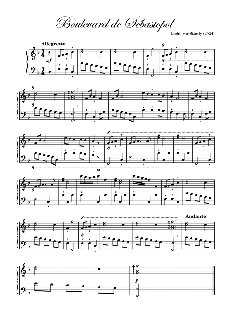 Boulevard de Sébastopol Piano Solo scores gallery preview page 1