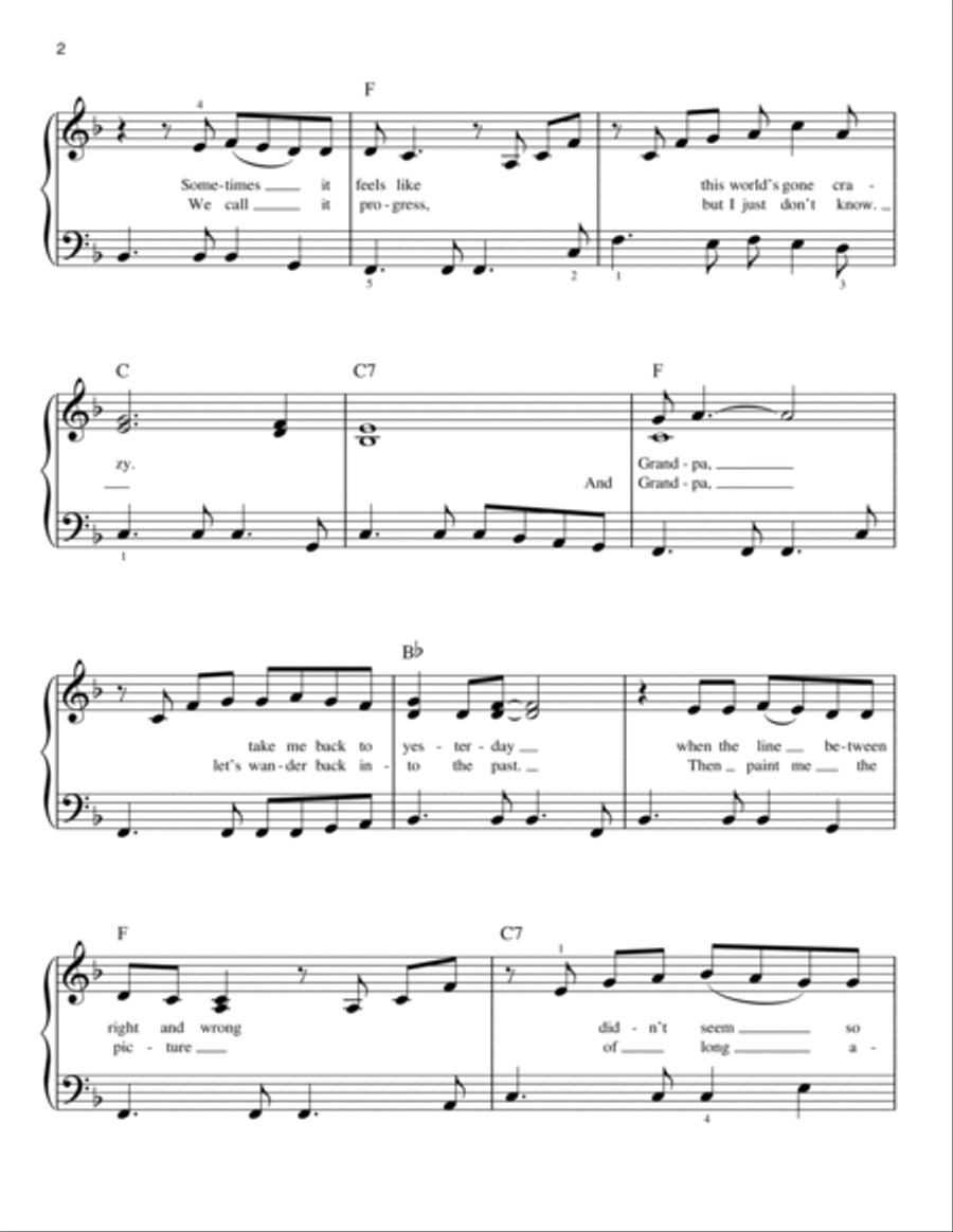 Grandpa (Tell Me 'Bout The Good Old Days) Easy Piano scores gallery preview page 2