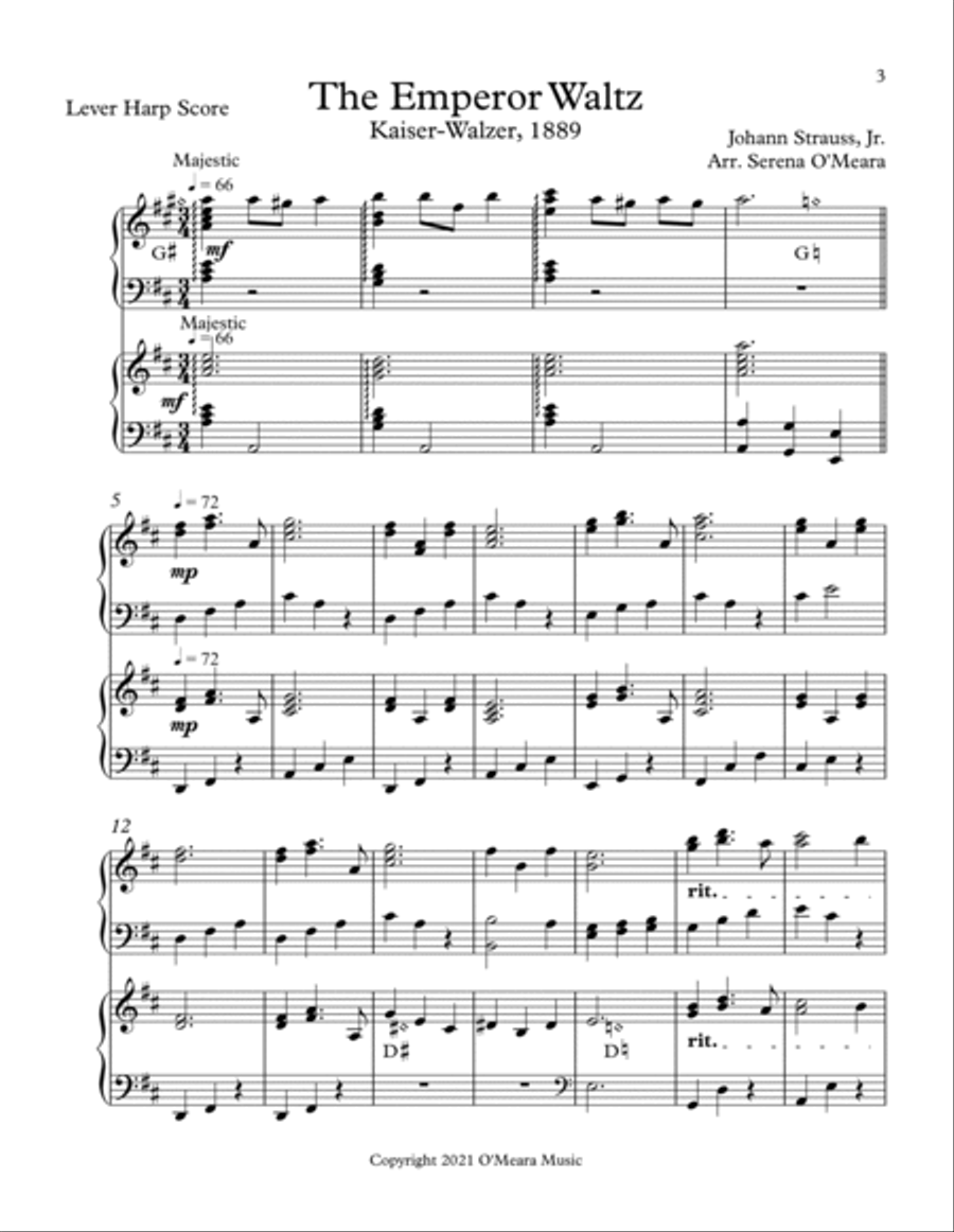 Emperor Waltz, Lever Harp Score & Parts image number null
